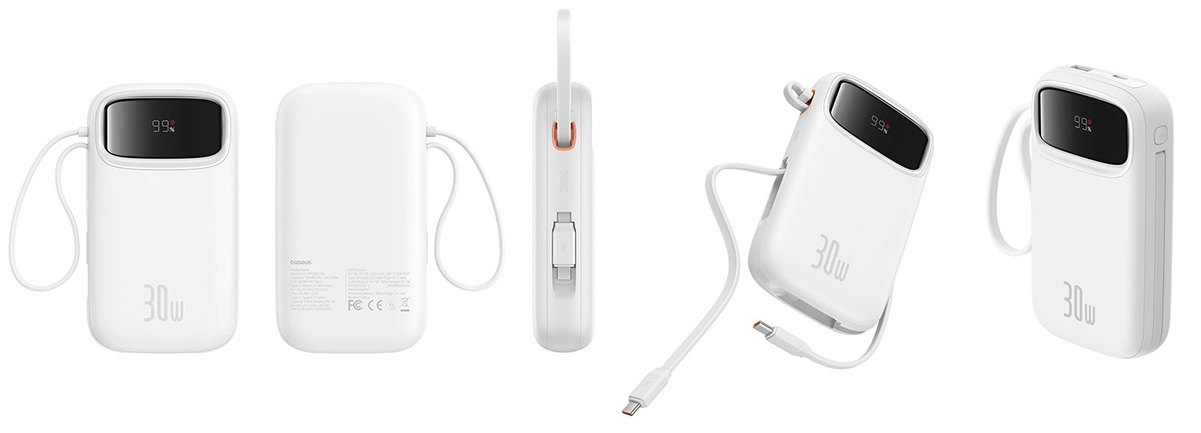 پاوربانک بیسوس QPow 2 20000mAh 30W مدل PPQD4-C20 از زوایای مختلف